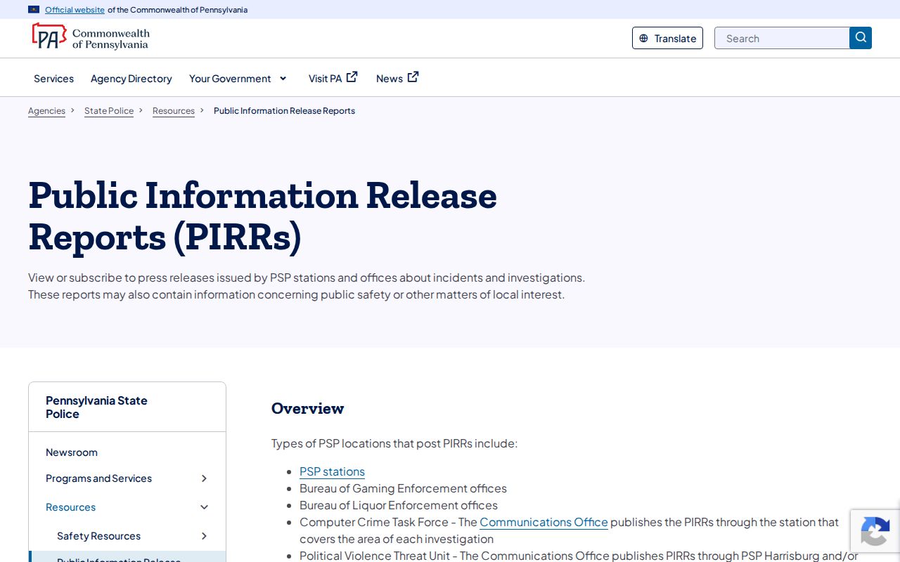 Luzerne County incident-release records search index