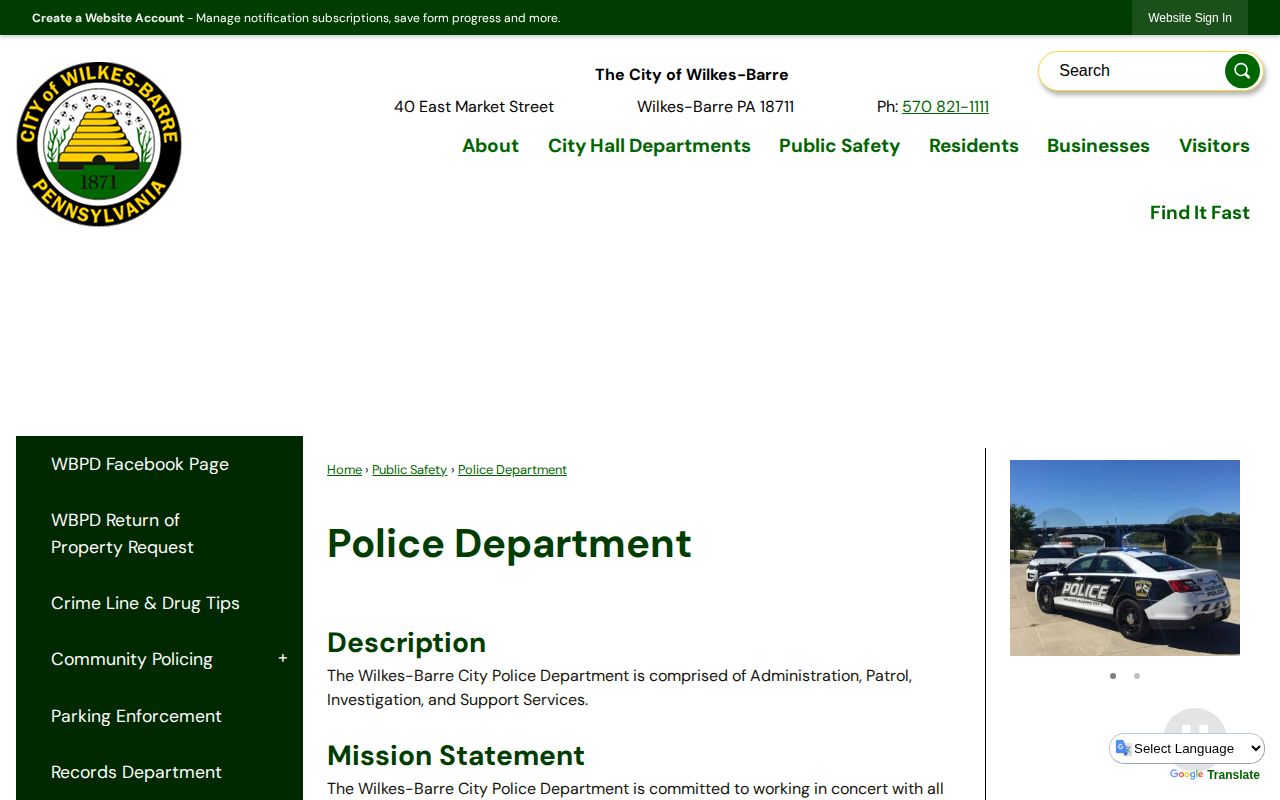 Wilkes-Barre arrest records police department source